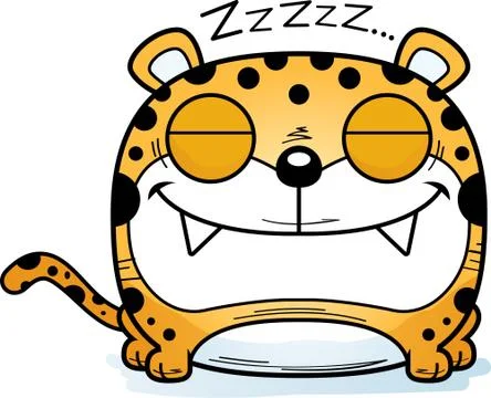 Cartoon Leopard Napping 스톡 일러스트