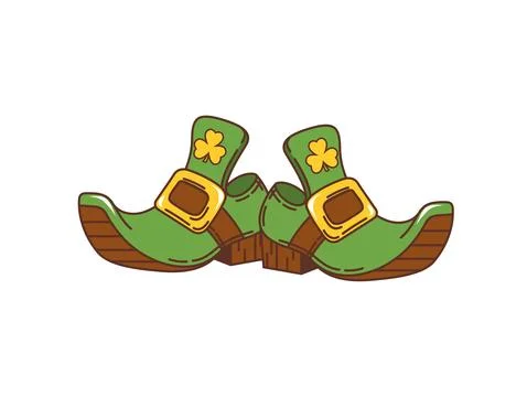 Cartoon leprechaun boots, Saint Patrick day items Stock Illustration