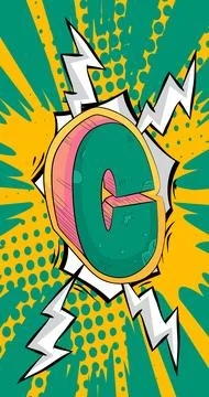 Cartoon Letter C, comic book Alphabet. Retro vector comics pop art design. Stock Illustration