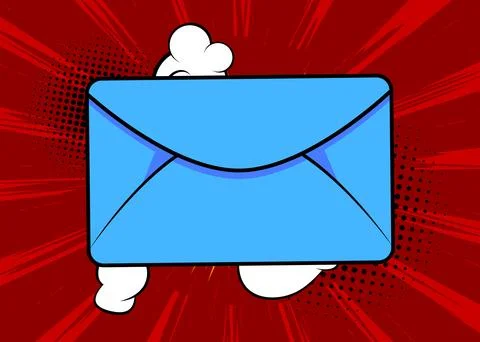 Cartoon Letter Envelope, comic book Message. Retro vector comics pop art de.. Illustrazione stock