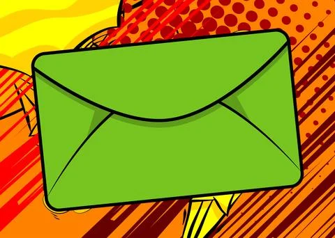 Cartoon Letter Envelope, comic book Message. Retro vector comics pop art de.. Illustrazione stock