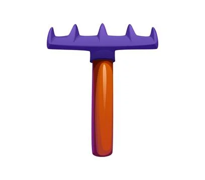 Cartoon letter T as a rake tool with wooden handle Illustration