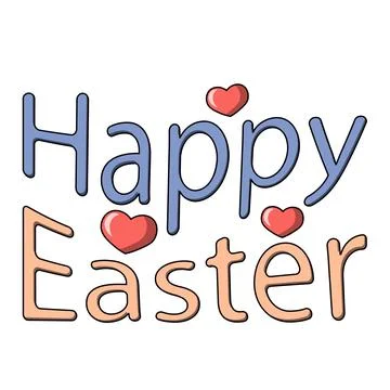 Cartoon Lettering of the phrase Happy Easter in color Stock Illustration