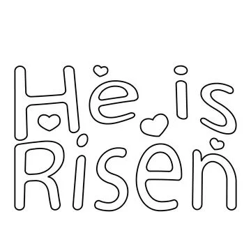 Cartoon Lettering of the phrase He is Risen in black and white Illustrazione stock