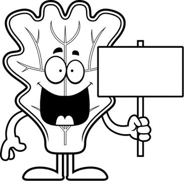Cartoon Lettuce Leaf Sign Stock Illustration