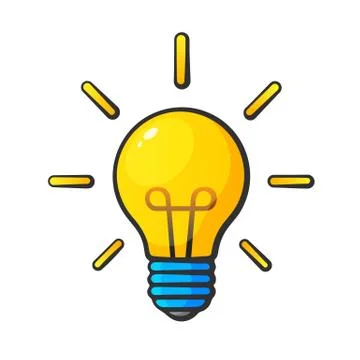 Cartoon light bulb in comic style Stock Illustration