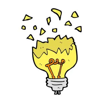 Cartoon light bulb exploding Illustrazione stock