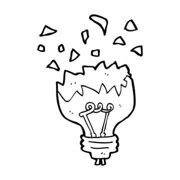Cartoon light bulb exploding Stock Illustration