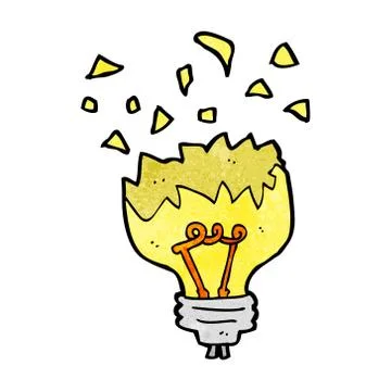 Cartoon light bulb exploding Stock Illustration