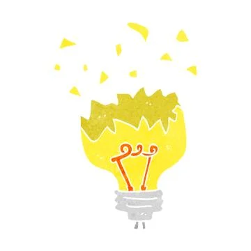 Cartoon light bulb exploding 스톡 일러스트