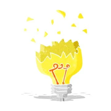 Cartoon light bulb exploding 스톡 일러스트