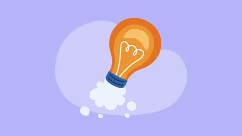 Cartoon light bulb launching like a rocket in space representing bright ide.. Stock Footage 339257151