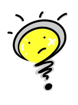 Cartoon of A Light Bulb Question Mark Illustrazione stock