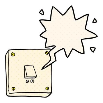 Cartoon light switch and speech bubble in comic book style 库存插图