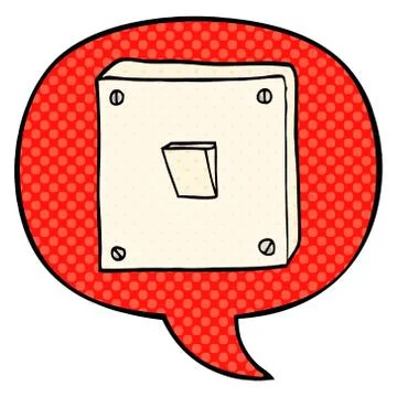 Cartoon light switch and speech bubble in comic book style 库存插图