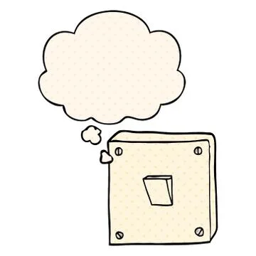 Cartoon light switch and thought bubble in comic book style 库存插图