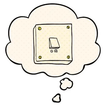 Cartoon light switch and thought bubble in comic book style 库存插图
