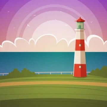 Cartoon  Lighthouse Stock Illustration