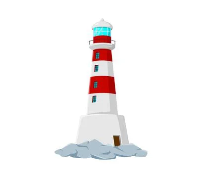 Cartoon Lighthouse isolated vector beacon building Ilustración de archivo