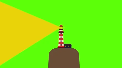 Cartoon Lighthouse Rotating Beam Animation Stock Footage 293534249
