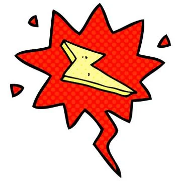 Cartoon lightning and speech bubble in comic book style Stock Illustration