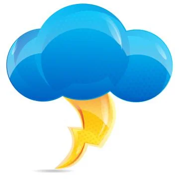 Cartoon Lightning Bolt icon for thunderstorm and game ui element. Stock Illustration