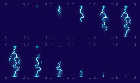 Cartoon lightning sprite animation, thunderbolt Stock Illustration