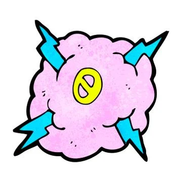 Cartoon lightning storm cloud symbol with number zero Stock Illustration