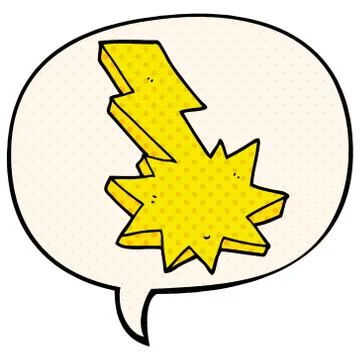 Cartoon lightning strike and speech bubble in comic book style Stock Illustration