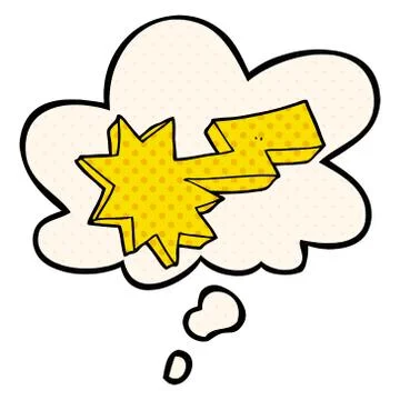 Cartoon lightning strike and thought bubble in comic book style Stock Illustration