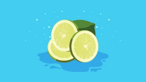 Cartoon lime fruit slices animation with water splash and bubbles on light .. Vídeos de archivo 338994531