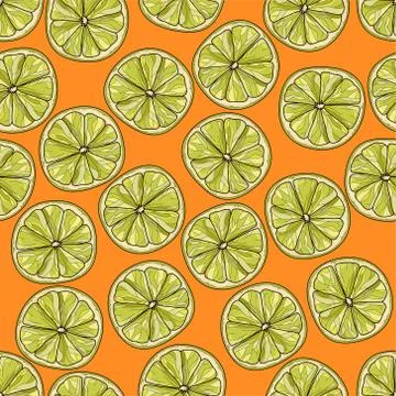 Cartoon lime slices seamless pattern. Vector illustration template Illustrazione stock