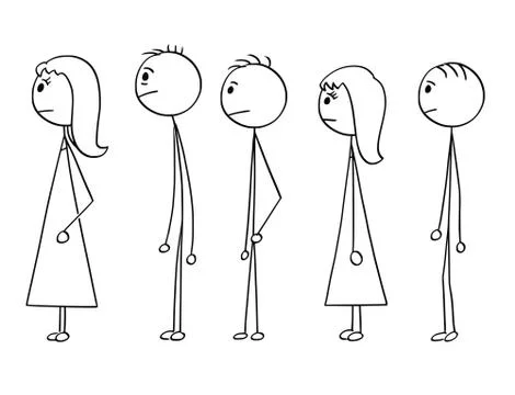 Cartoon of Line of People Waiting in Queue Illustrazione stock