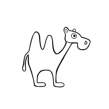 Cartoon line sketch camel vector illustration Stock Illustration