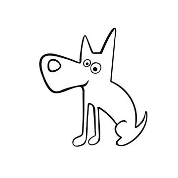 Cartoon line sketch wolf vector illustration Stock Illustration