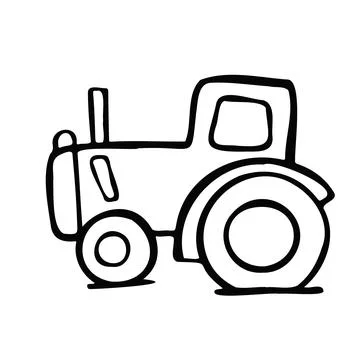 Cartoon line tractor outline vector illustration Stock Illustration