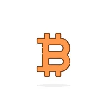 Cartoon linear bitcoin icon like crypto currency Stock Illustration