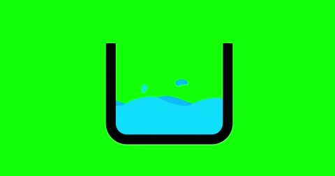 Cartoon linear vessel rectangle shape liquid water fill green screen. Stock Footage 315448371