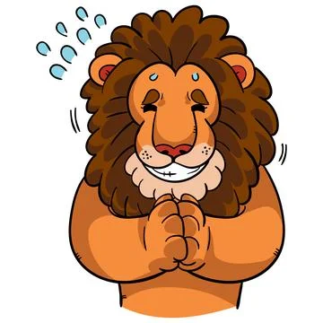 Cartoon lion begging vector illustration Stock Illustration