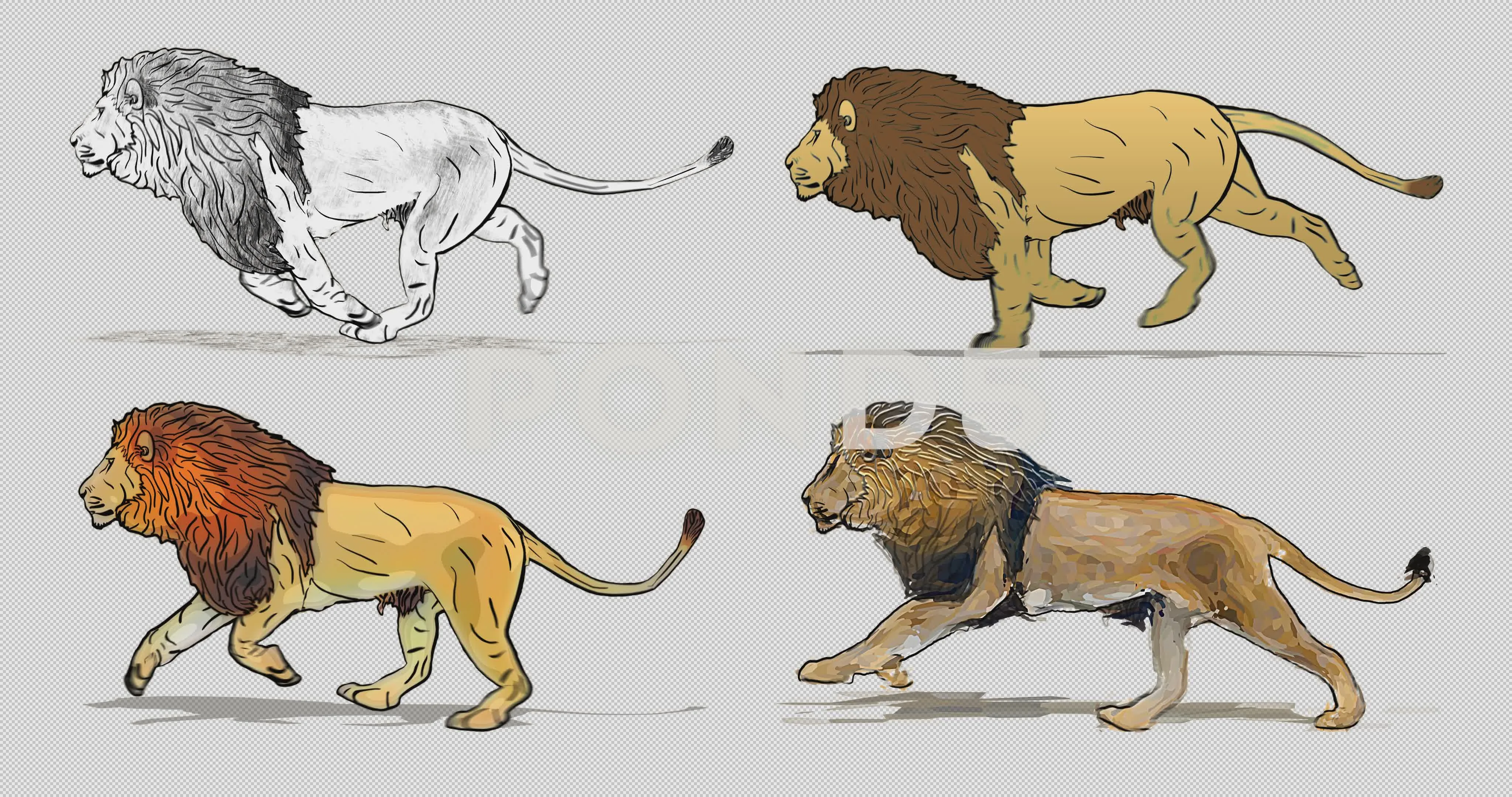 Cartoon lion running. Animation cyclical... | Stock Video | Pond5