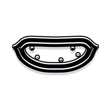 Cartoon lips smiling comic icon with outline Stock Illustration