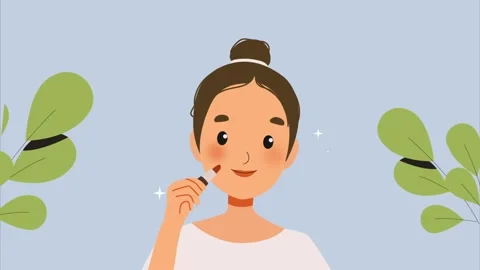 Cartoon Lipstick Application Make Up Stock Footage 252550117