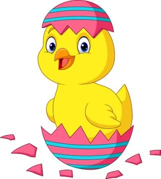 Cartoon little chick hatching from an Easter egg Stock Illustration