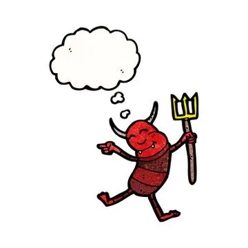 Cartoon little devil with pitchfork 스톡 일러스트