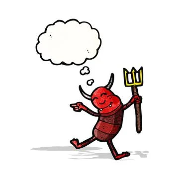 Cartoon little devil with pitchfork Stock Illustration