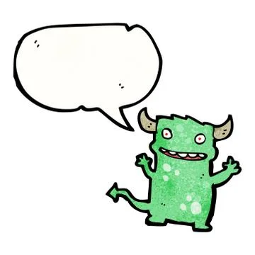 Cartoon little devil with speech bubble イラスト素材