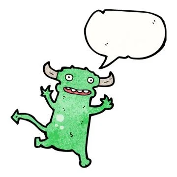 Cartoon little devil with speech bubble Stock Illustration