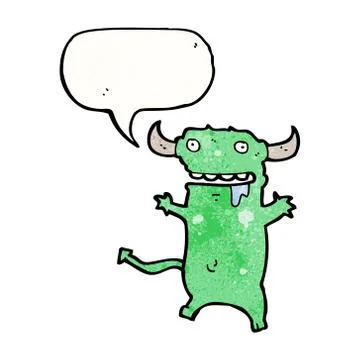 Cartoon little devil with speech bubble イラスト素材