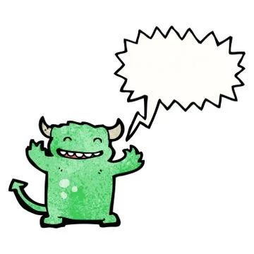 Cartoon little devil with speech bubble Stockillustratie
