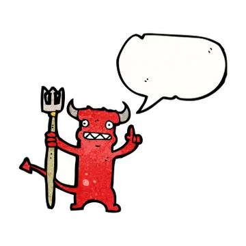 Cartoon little devil with speech bubble Stock Illustration